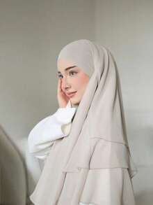 1 mảnh vải voan Khimar mềm mại, nhẹ nhàng | Chất liệu voan mịn màng, tôn lên đường nét khuôn mặt, che phủ toàn diện, thoải mái khi mặc, thanh lịch khi mặc hàng ngày, đi chơi và đi lễ - Màu Đỏ Sâu - Xem 18