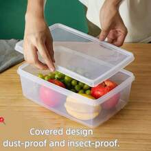 3件装（1.4L+2.1L+3L）保鲜收纳盒，加厚材质，防滑凹槽设计，密封保鲜延长保质期，带盖设计，无异味，透明盒身可见，易于清洁，可用于储存干货、坚果、零食、谷物、糖果、水果、蔬菜、熟食、生食、海鲜等，适用于厨房、冰箱、露营野餐、外卖食品、返校