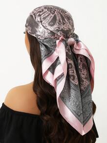 1pc 35.4 Inch Square Scarf, Fashion Printed 90cm Scarf Shawl Neckerchief Luxury Silk Feeling For Women, All Season