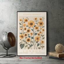 1 Stück Leinwandposter mit Blumen-Markt-Motiv, Londoner Poster-Kunst, Sonnenblumen Wanddekoration, vintage Blumen-Kunstwerk, Ausstellungswand-Dekoration, abstrakte botanische Raum-Dekoration Geschenk-Poster, ungerahmt - Verschiedenfarbig - Übersicht 2