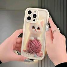 Kawaii Cute Kitten & Yarn Phone Case - Soft Silicone, Shockproof, Anti-Scratch Protective Cover GiftSuitable For IPhone16, 15, 14, 13, 12, 11, Xs, X, TPU Material, Shockproof And Non-Slip, The Best Gift For Girls And Boys - 黑色 - 查看 4