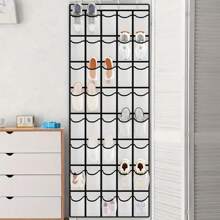 1pc Large Capacity Over The Door Hanging Shoe Storage Bag, Wardrobe Organizer Bag With Multi-Compartments For Socks And Household Items, Casual Style Non-Woven Fabric Hanging Storage Bag For Shoes