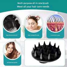 4pcs Silicone Body Brush Set - Includes: 1 Long Handle Back Scrubber, 1 Short Handle Shower Brush, 1 Hair Washing Brush And 1 Face Cleansing Brush. Non-Electric Handheld Body Brush/Face Brush, Non-Slip Handle, Strong Cleaning Power, Soft Bristles, Can Clean And Massage All Parts Of The Body. Cleaning Tool, Massage Tool - Black - View 5