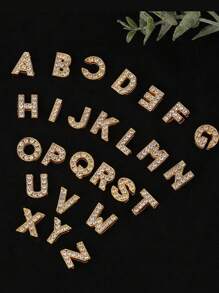 26 件/包 3D 欧美风格水钻合金英文字母美甲装饰，Y2K 金属风格 DIY 大号美甲配件，可组合 3D 艺术字母指甲钻石首饰指甲饰物美甲用品指甲宝石