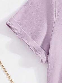 1PC Girls Ocean - Cute Cartoon Fish Print Short Sleeve T - Shirt, Soft & Breathable, Summer Daily Casual Wear - Purple - View 5