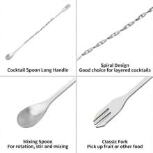 Tifanso Muddler For Cocktails, 10&#34; Muddler And Long Handle Bar Cocktail Mixing Spoon, Stainless Steel Stirrer, Bar Accessories Tools For Mojitos Fruit Drinks
