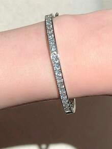 1 件 925 纯银 18K 镀金钻石手镯，奢华派对风格