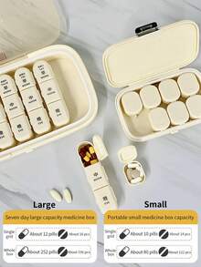 1pc Home Pill Organizer, Weekly 7-Day Portable Pill Box, Large Capacity Medicine Storage Box, Suitable For Storing Daily Vitamins, Fish Oil, Calcium Tablets And Other Supplements; Multi-Sealing, Dust-Proof And Anti-Bacterial, For Fitness, Medication And Health Supplements Sorting And Storage