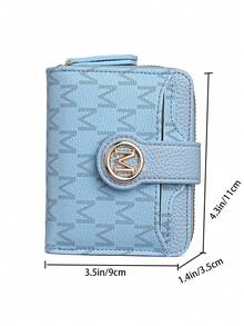 New Lychee Texture Letter Wallet Multi-Card Slots Short Style Small Women Purse Thickened Korean Fashion Vintage Coin Pouch For Women Wallet Mini Wallet Purse Wallet Small Wallet Cute Wallet Wallet - Blue - View 6