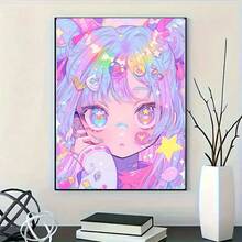 طقم لوحة الماس 5D DIY - رسم أنمي لفتاة، فسيفساء تطريز عرضي بخرز على لوح أكريليك بدون إطار، 11.8 بوصة x 15.7 بوصة، هدية ديكور منزلي مثالية، مناسبة للبالغين والمبتدئين - متعدد الألوان - مشاهدة 4