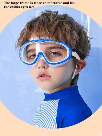 1pc Kids Swim Goggles, Boys Girls Swimming Equipment Waterproof Anti-Fog Large Frame Professional Diving Goggles With Case, Pink Color Suitable For 2-12 Years Old