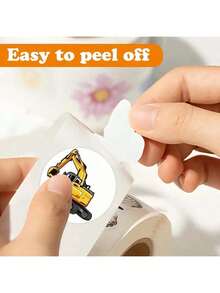 500pcs Excavator Sticker Roll, Vinyl Stickers For Scrapbook, Diary, Notebook, Bumper, Skateboard, Water Bottle, Computer, Phone, Cartoon [Random Patterns] Scrapbook Supplies Funny Stickers Laptop Stickers Kindle Phone Stickers - White - View 4