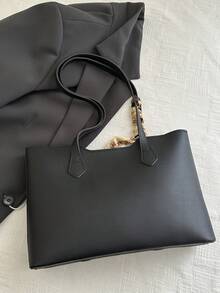 新款奢华高端图案多功能女士单肩包/手提包 - 黑色 - 查看 9