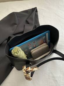 新款奢华高端图案多功能女士单肩包/手提包 - 黑色 - 查看 10