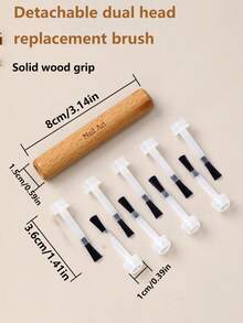 100/50/10件美甲沙龙指甲油凝胶可更换刷头，双头卫生防紫外线凝胶一次性备用刷头，双头不变形可拆卸木质美甲刷工具 - 彩色 - 查看 10