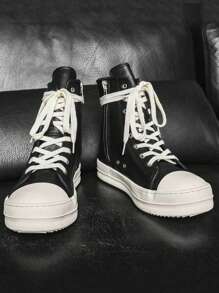 1双防水防滑滑板鞋，男女通用，2025新款秋冬PU皮鞋 - 黑色 - 查看 6