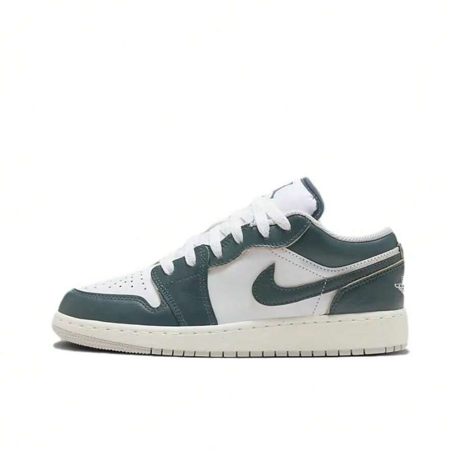 Nike Jordan Air Jordan 1 Low SE Leather Comfortable Versatile Anti-Slip Durable Low-Top Basketball Shoes Green & White - Green and White - View 1