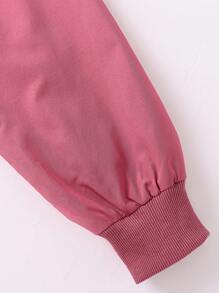 女童时尚长袖圆领风衣夹克，适合大龄少女的休闲简约外套，春秋季 - 玫紅色 - 查看 5