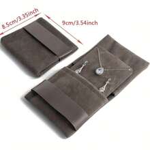 1pc Velvet Jewelry Organizer Bag, Square Shape With Buckle Closure, Portable Necklace Earrings Rings Storage, Multipurpose Use, Jewelry Rolls