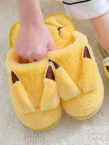 Slippers For Women 2025 New Style For College Students Couple Slippers Indoor Home Furry Slippers Autumn And Winter Bedroom Slippers Soft Bottom Non-Slip Cute Cartoon - Màu vàng - Xem 6