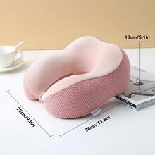 Memory Foam U-Shaped Travel Neck Pillow For Sleeping On Planes, Portable Cervical Support Pillow. - Pink - View 2