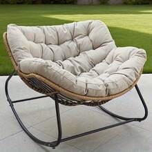Skin-Friendly And Comfortable Outdoor Patio Rocking Chairs, Egg Chairs, Royal Papasan Chairs, Extra-Large Outdoor Lounge Chairs With Thickened Cushions, Leisure Rocking Chairs Perfect For Patios, Gardens, Outdoor Activities, And Holiday Relaxation. An Ideal Gift For Valentine's Day. For Outdoor Use Only. - Ghế bập bênh cỡ lớn - Trắng - Xem 3