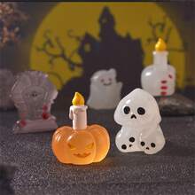 6pcs Halloween Luminous Decor Stone Tablet, Pumpkin Micro Landscape Desktop Ornament, Glowing Car Interior Decor Home Decor Halloween Decor Room Decor