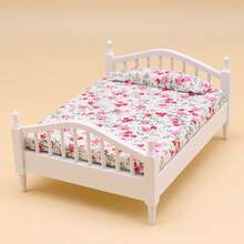 1 件套娃娃屋装饰卧室套装、木制玩具床、床头柜、1:12 复古衣柜、迷你梳妆台、迷你家具玩具套装、生日/圣诞礼物 - 彩色 - 查看 4