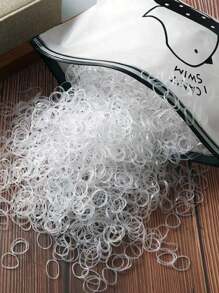 500条/2000条透明女士纯色休闲一次性发圈日常生活发圈橡皮筋一次性橡皮筋发圈小清新发圈发带配饰 - 無色 - 查看 1