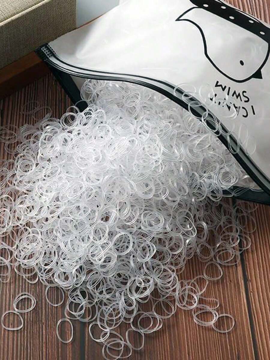 500条/2000条透明女士纯色休闲一次性发圈日常生活发圈橡皮筋一次性橡皮筋发圈小清新发圈发带配饰 - 無色 - 查看 1
