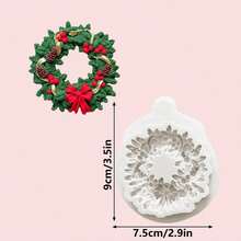 New Christmas Silicone Mold Bow Wreath Christmas Cake Decoration, Large & Small Lamp Post Decor, European Style Doorway, DIY Chocolate Baking Mold - Light Grey - View 12