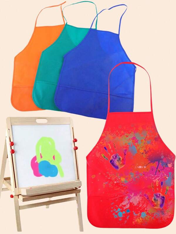 1 pieza/10 piezas Delantal impermeable para pintura con bolsillos, en varios colores, adecuado para dibujar y pintar, bata de arte