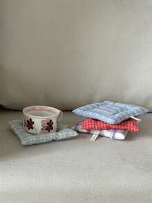 1Pc Photo Props Coasters Quality Table Cloth Lattice Series Cloth Placemats Table Decor Square Coffee Cup Placemat Home - Multicolor - View 4