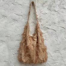 Women Shoulder Bags - 麻本色流蘇 小號磁扣 - 查看 3