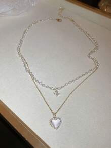 1 Pc Sweet And Minimalistic Double Layer Butterfly Necklace