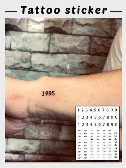 1 件临时数字纹身，时尚设计适合男女，防水、防汗、一次性使用、可水洗纹身贴纸