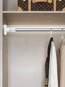 1 szt. Regulowany, rozkładany wieszak na ubrania ze stali nierdzewnej – łatwy montaż bez wiercenia, modne białe wykończenie, odpowiedni do pralni, sypialni i salonu, do przechowywania ubrań - one-size - Zobacz 3