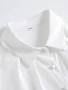2025 New White Chiffon Short Sleeve Blouse, Workwear Acetate Satin Collar Professional Office Tops, Summer Fashion