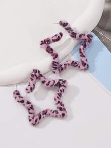 BOCAR Heart Star Leopard Print Hoop Earrings For Women, Party & Daily Wear, Christmas Gift - Brown - View 18