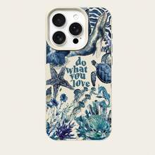 1个TPU复古蓝色海洋海星海龟珊瑚字母图案手机壳，兼容/等手机，国际版，非国内版 - 白色 - 查看 5