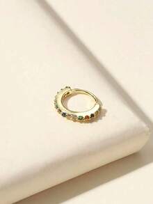 1 件简约单排锆石鼻环，时尚女士鼻环饰品 - 金黃色 - 查看 6