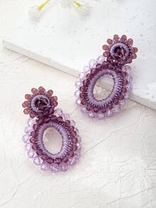 1 Cặp 25 Bông tai thiết kế hình học bằng thủy tinh kiểu Bohemian mới dành cho phụ nữ, phù hợp để đeo hàng ngày, tiệc tùng, ngày lễ - bông tai đính cườm - Xem 15