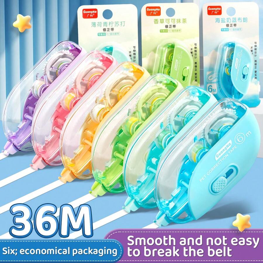 1 Piece Of Macaron Color Correction Tape, 5 Mm X 6 M Correction Tape, Push-Pull Core, Easy To Use, Instant Correction, Retractable Tip, For Correcting Bad Handwriting, Back To School And Office Supplies