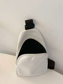 1 Pc Casual Solid Color Zipper Crossbody Bag Adjustable Strap Shoulder Bag Chest Pocket Sport Bag Bum Bags Zipper Weekend Overnight Bag Available Multiple Colors,For Boy/Girls/Teens/College Students For Outdoors/ Outings/ Traveliking/ Stadium/Back To School