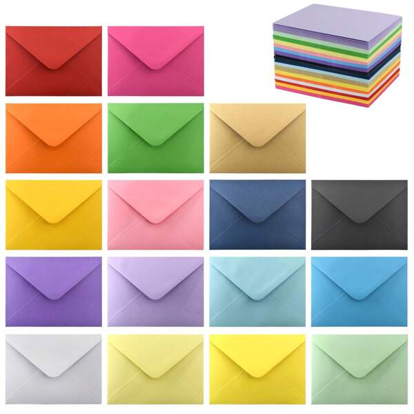 10 pezzi/20 pezzi/50 pezzi Buste di carta, buste per inviti con chiusura automatica, buste di carta di vari colori, piccole, medie e grandi, con finestra, porta biglietti/note, per feste, matrimoni, compleanni e celebrazioni natalizie, per forniture scolastiche, back to school