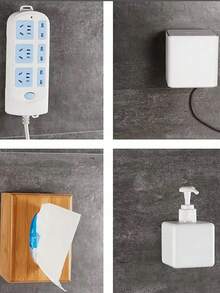 10 piezas de ganchos fáciles de instalar y prácticos, ganchos de pared de plástico de moda, adecuados para enrutadores, enchufes, marcos de fotos, controles remotos, ganchos multifuncionales impermeables adecuados para cocinas, dormitorios, baños y oficinas, ganchos de utilidad - transparente - Ver 5