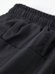 男士 1 套弹力速干运动裤，透气健身紧身裤，带手机口袋，双层面料抽绳腰部，适合跑步、慢跑、健身房训练、秋季 - 黑色 - 查看 8