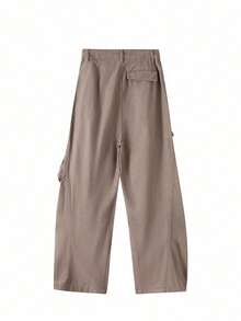 美式复古风格宽松阔腿工装裤/牛仔裤，绿灰色，冬季休闲装