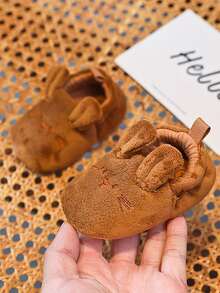 1 双毛绒弹力领口平底一脚蹬休闲鞋，可爱款式适合秋冬季 - 棕色 - 查看 3