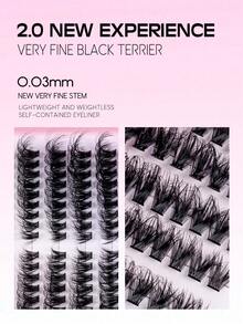 MEM 192pcs D-Curl Mixed Length Individual Eyelash Extensions, Faux Mink Lash Cluster For Eyelash Extension - 黑色 - 查看 3